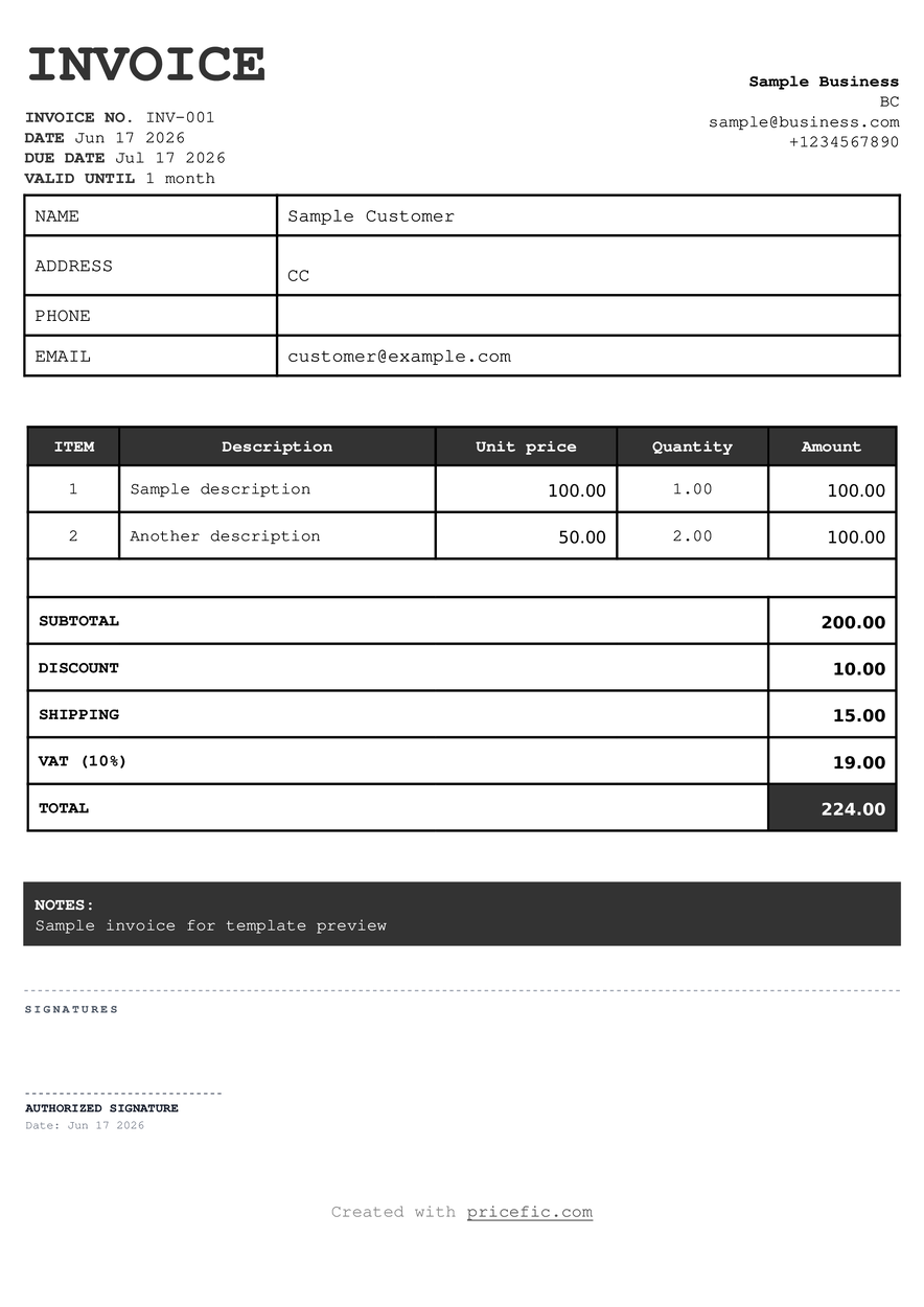 Classic Receipt